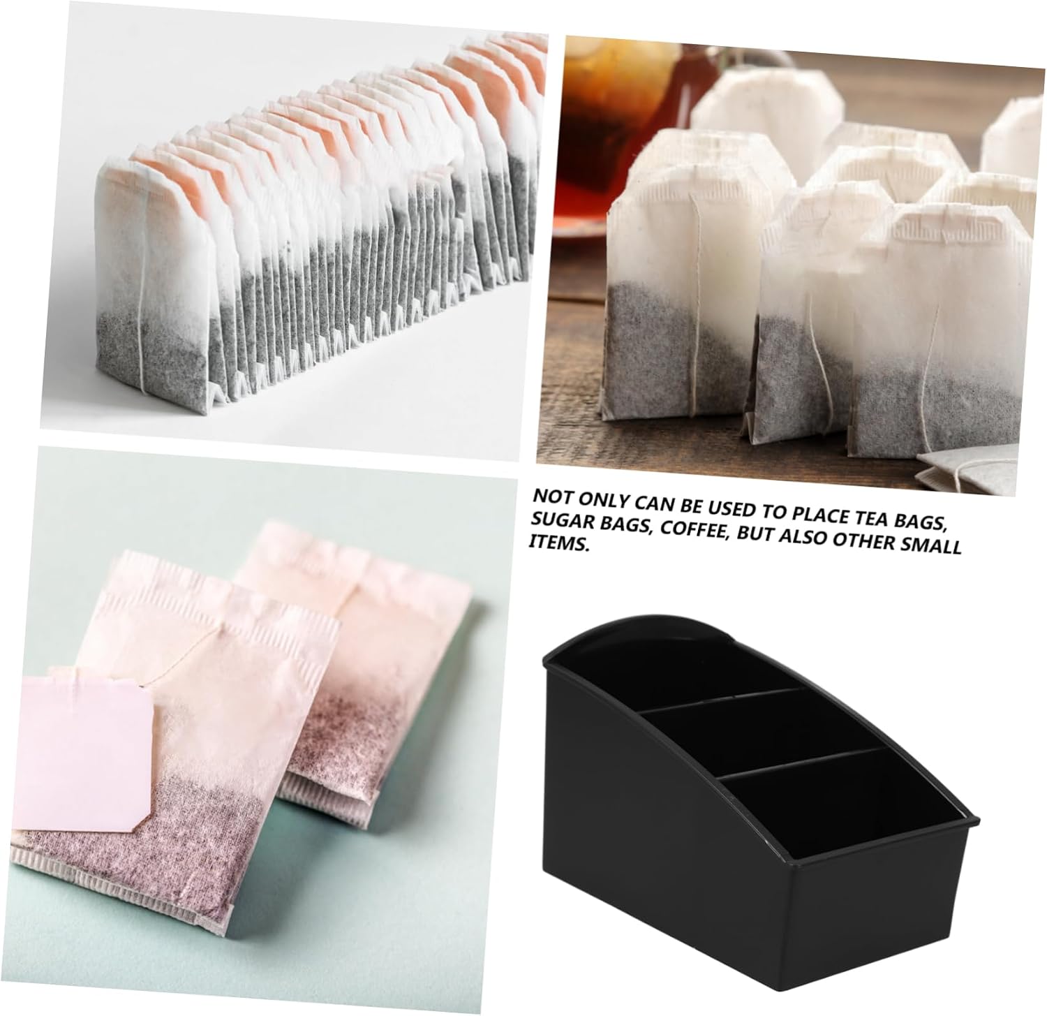 Black Multi Grids Tea Bag Organizer ABS for Countertop Xmas