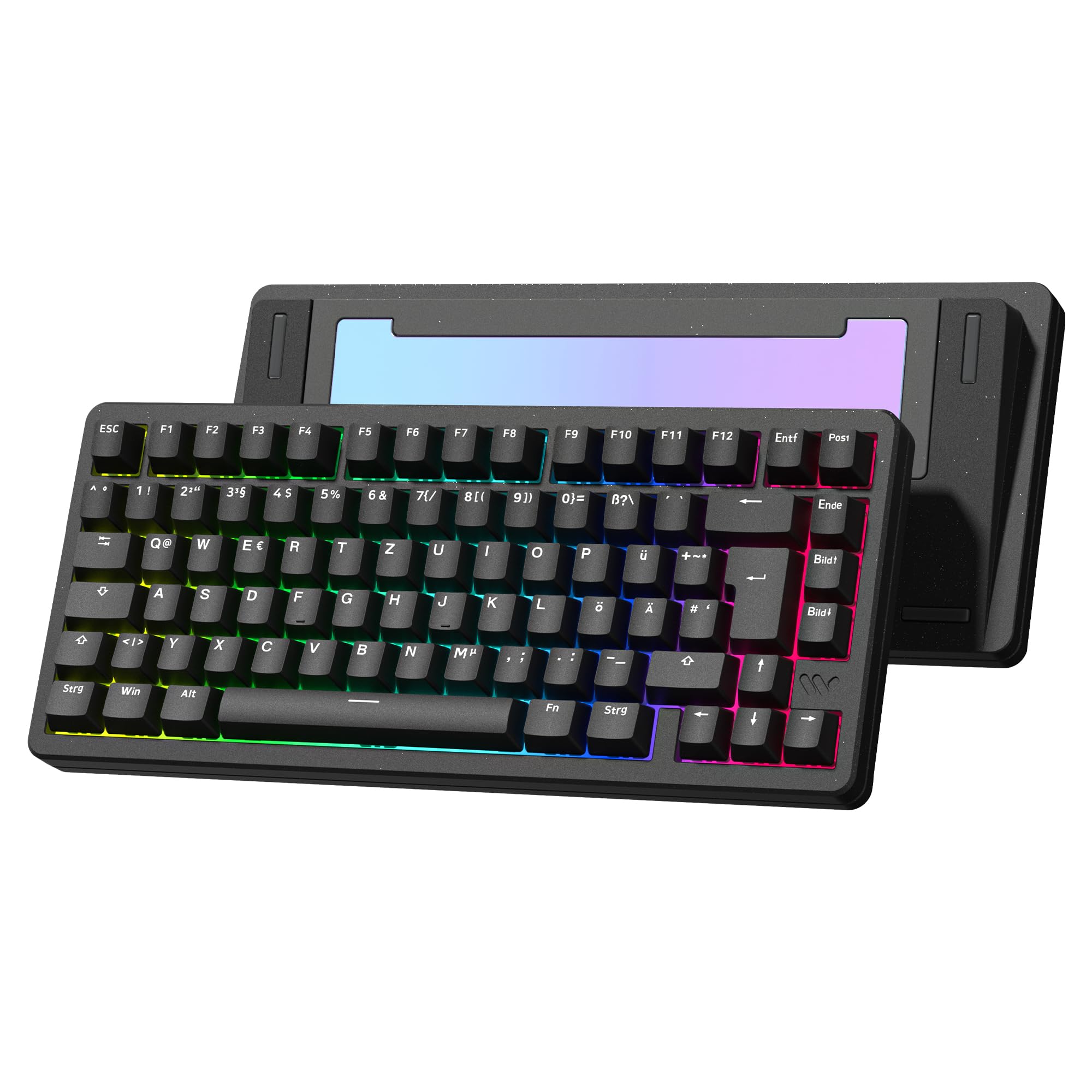 SK75 75% Aluminium Wireless Mechanical Keyboard ISO DE Layout, Pre-lubed POM Switches RGB Creamy Gaming Keyboard, 3-Modes BT5.0/2.4G/USB-C, Hot Swappable Keyboard with Seal, Black-image-47