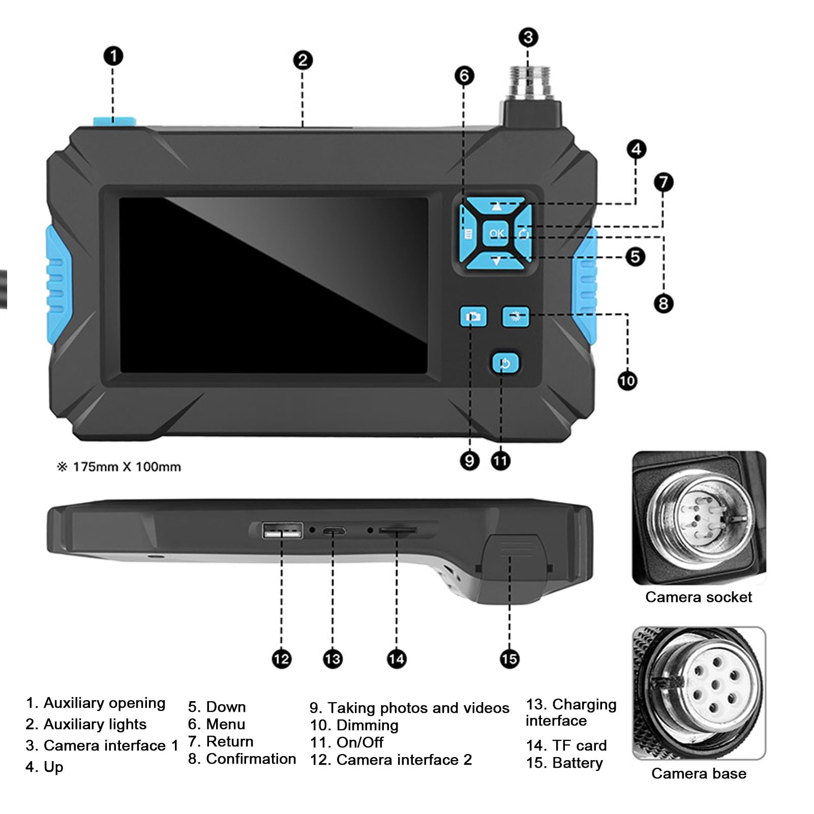 Endoscopio Industrial automotriz de Alta definición con Pantalla, Lente de 5,5 mm, tubería de inspección de cámara de Mantenimiento Industrial, endoscopio indu