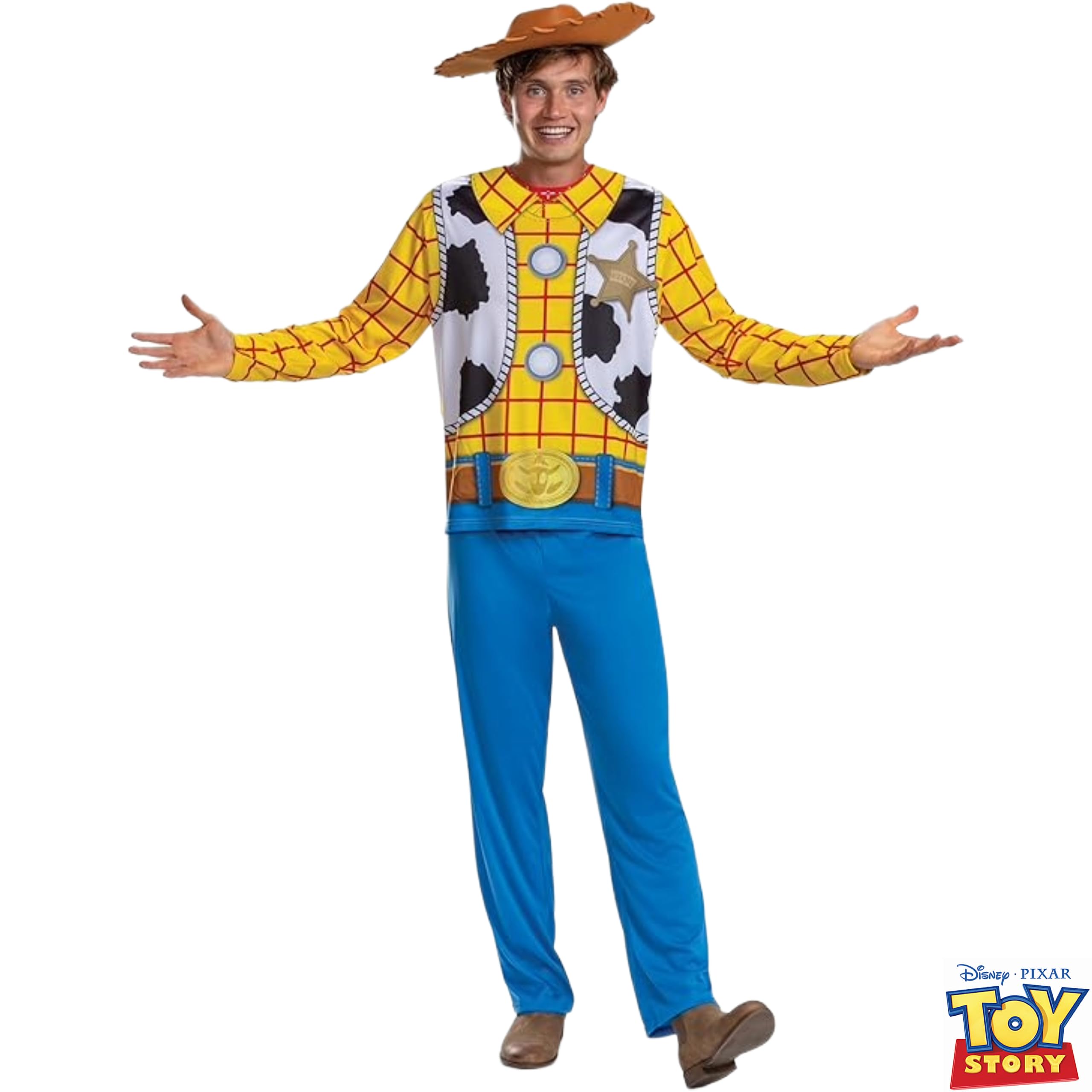 DISGUISE 158449D-EU Woody Basic Plus Adulto (Eu) Toy Story Travestimento, Uomo, L/XL (42-46)
