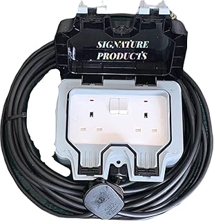 Outdoor Garden Extension Lead Socket IP66 Rated 1m to 25m Black Cable ALL LENGTHS (25M)