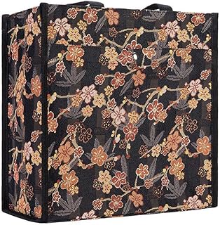 Signare Tapestry Shoulder Bag Shopping Bag for Women with Ume Sakura Design with Japanese Style