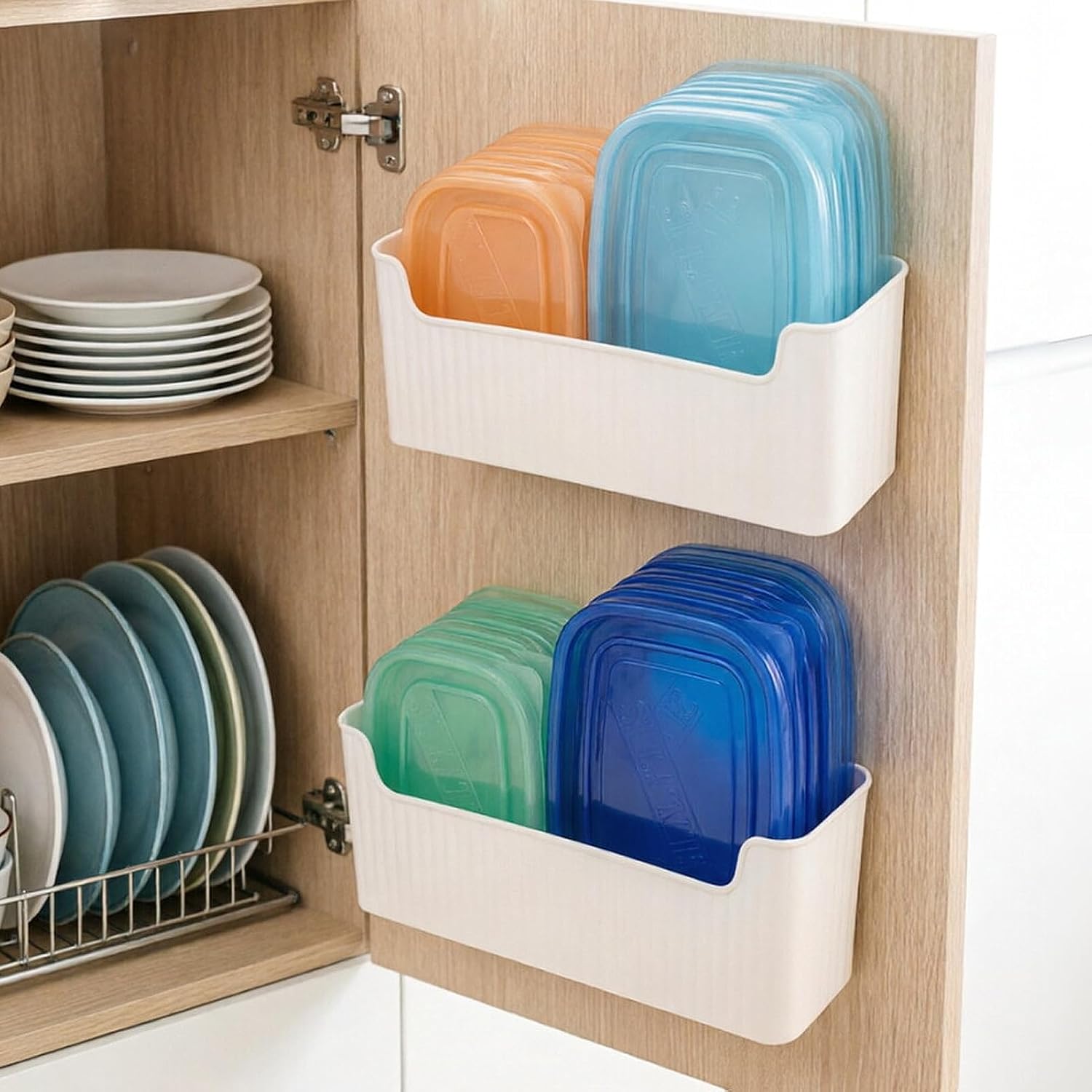 FMOACEN 2 Pcs Kitchen Cabinet Door Organizer Plastic Lid Organizer