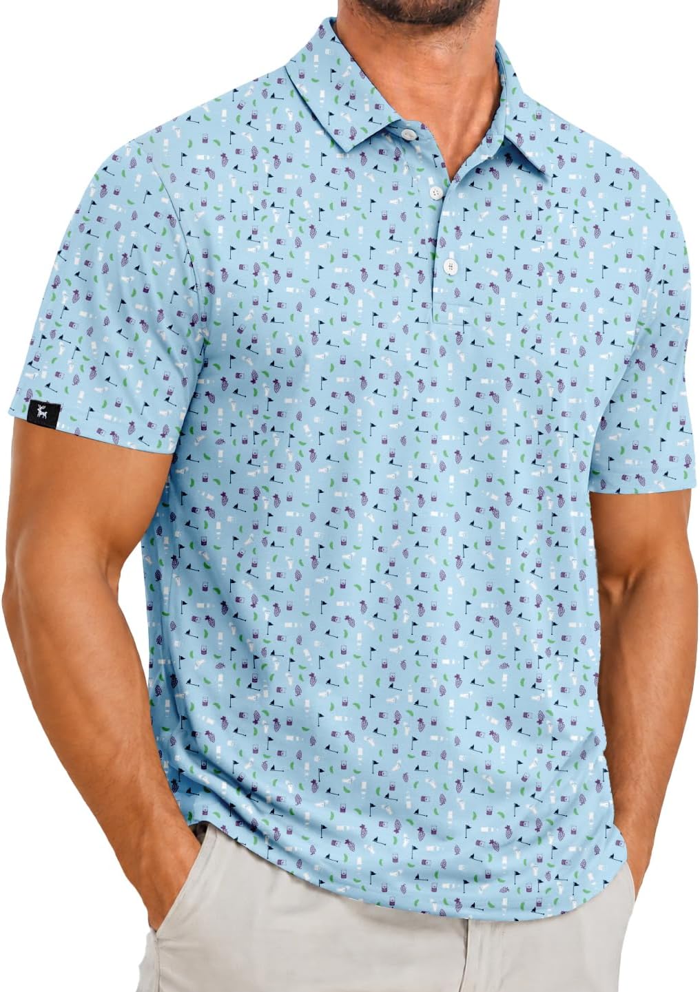ZITY Men's Golf Polo Shirts Short Sleeve Print Patterns Moisture Wicking