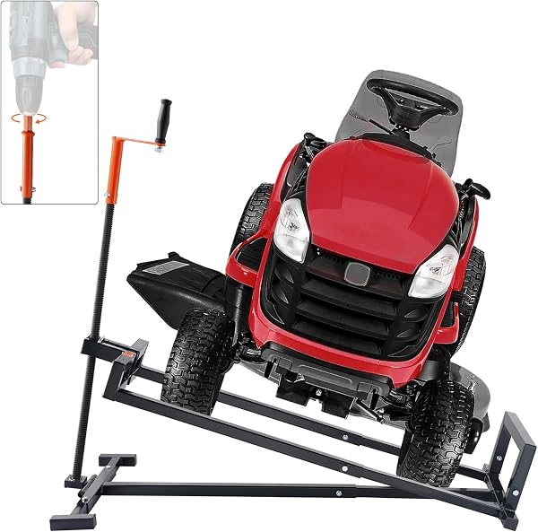 Cric à vis télescopique pour tondeuse autoportée, acier au carbone, charge 399 kg, levage 60 cm à 36°