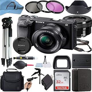 Sony Alpha a6400 24.2MP Mirrorless Digital Camera with 16-50mm Lens, SanDisk 32GB Memory Card, Case, Filters, Tripod and ...