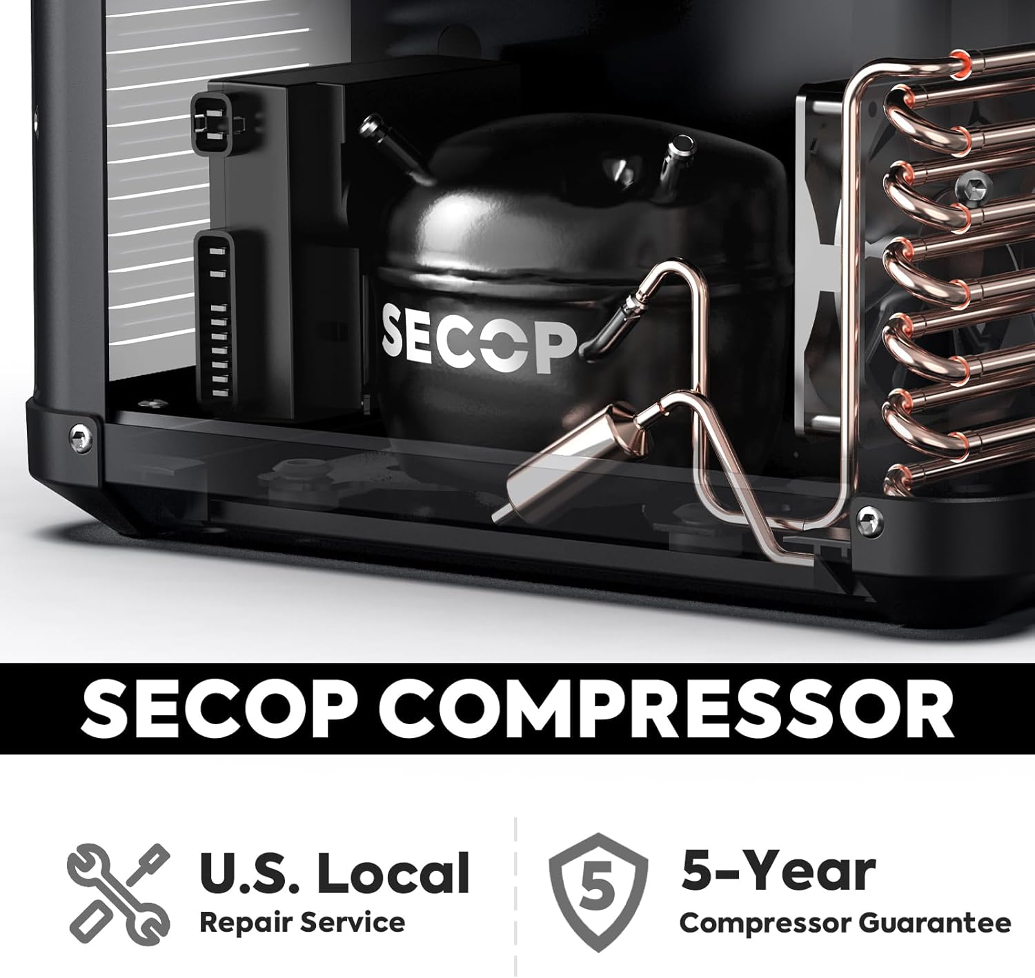 ICECO VL35 ProS Portable Refrigerator, 12V Fridge Powered by SECOP, 37 Quarts Steel Compact Freezer, Multi-directional Lid, DC 12/24V, AC 110/240V, 0℉ to 50℉, Travel, Car, RV Use, With Slide Mount