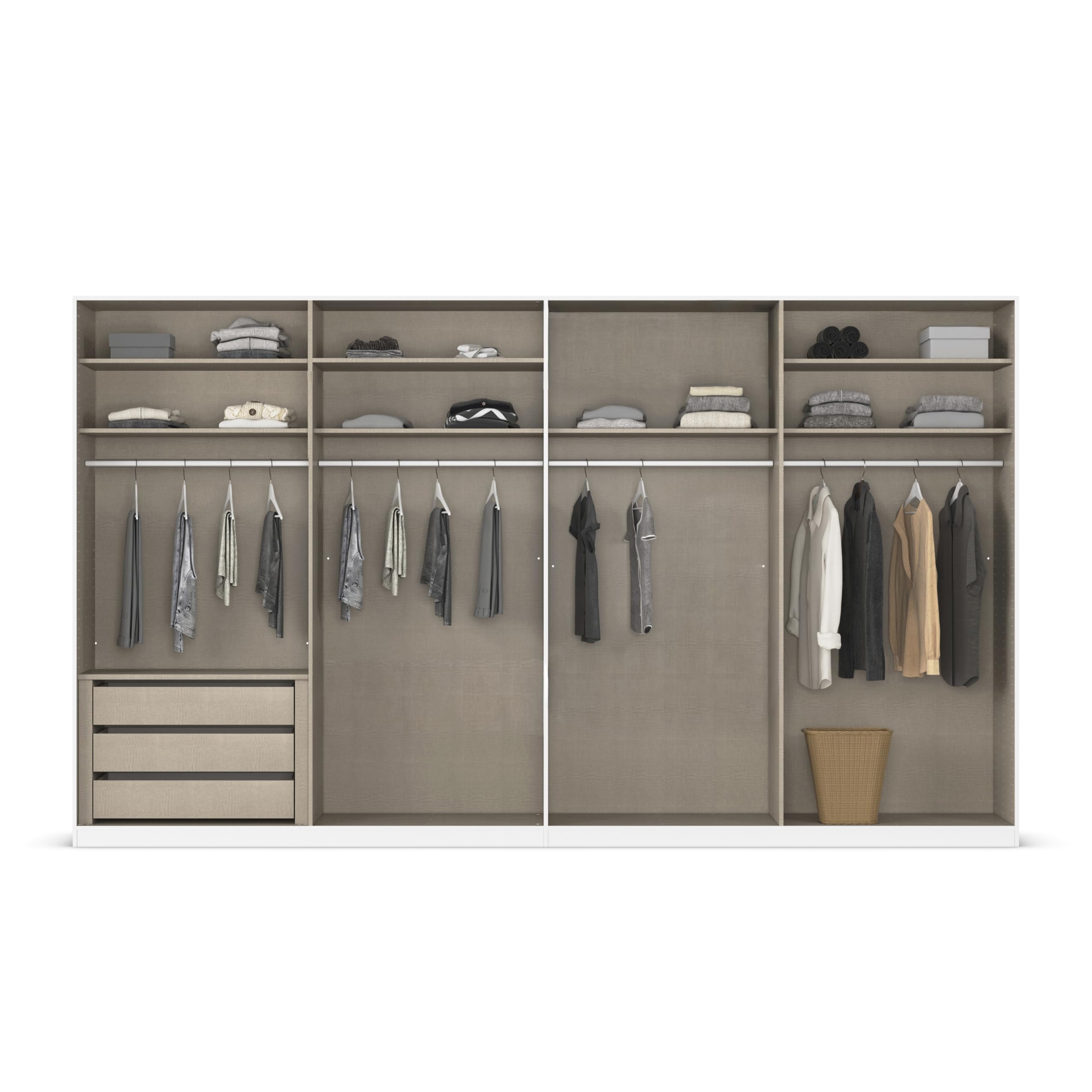 Rauch Möbel Alabama, Kleiderschrank für Schlafzimmer, Kinderzimmer, Wohnzimmer, Garderobe, Flur, 8-türig, mit Zubehör Premium, Farbe Weiß, Breite 360 cm