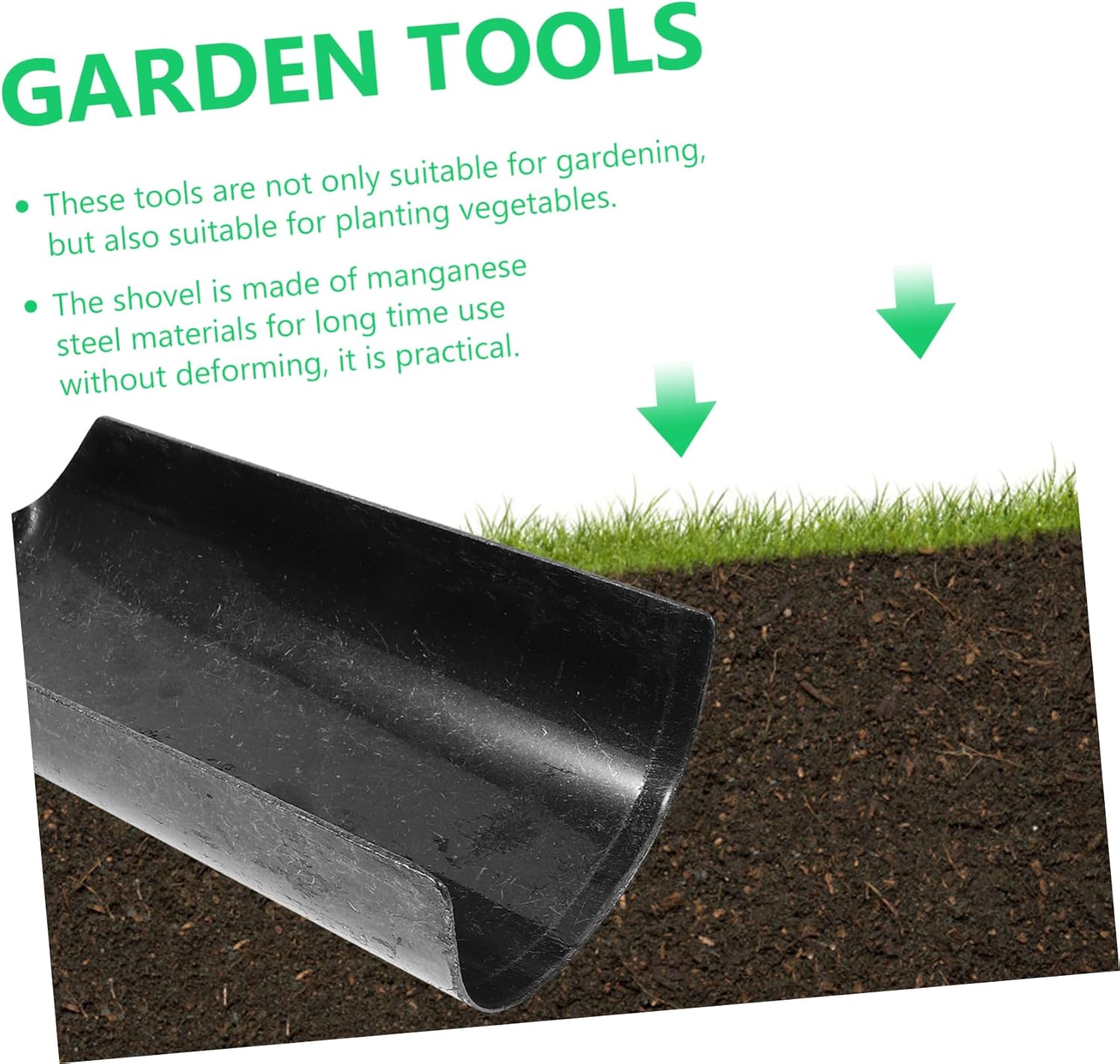 Kisangel Garden Spade Shovel Heavy Duty Metal Loosening Tool for Planting Weeding and Root Digging Narrow Spaces for Gardening and Work