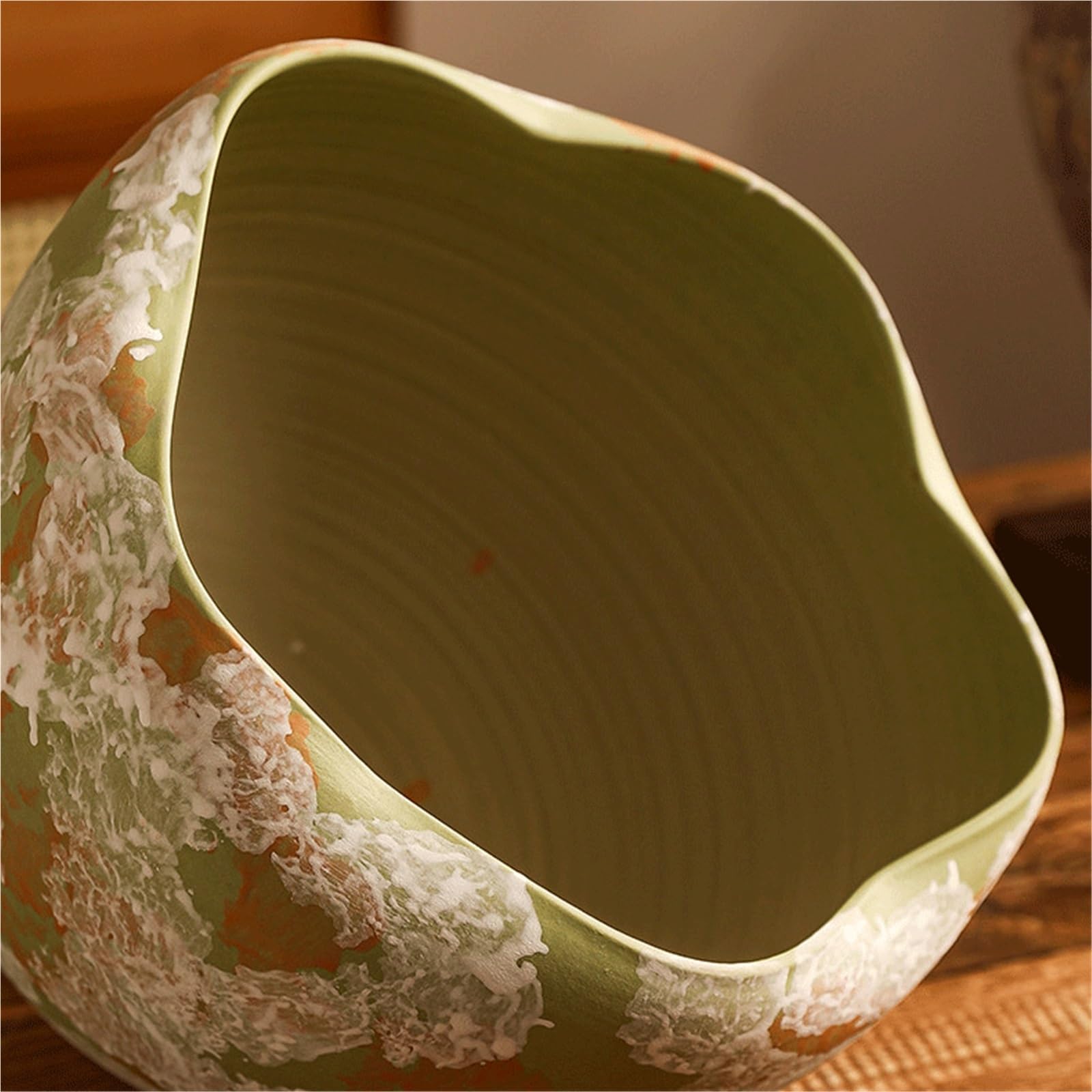 doniczki do wnętrz Luxurious Ceramic Plant Pot: Wide-Mouthed, Large-Diameter, Unique Wavy-Edge Design For Monstera Plants