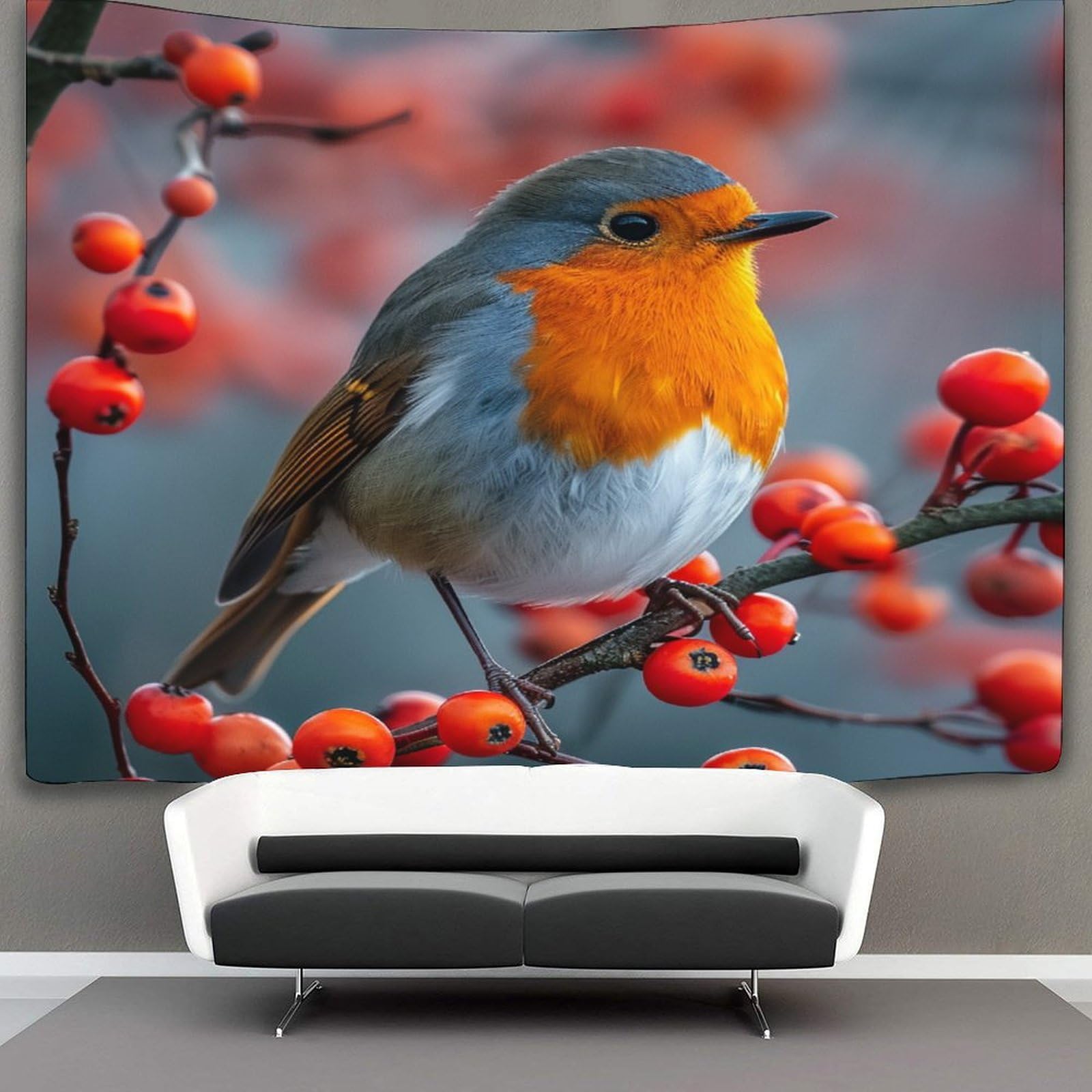 VFKLZCNYR 3D Robin Print Wall Blanket Home Decoration Bedding Poster Wall Art Tapestry Tapestries Wall Hanging Soft Polyester for Living Room Bedroom Dorm Decor 180cmx230cm