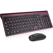 cimetech Wireless Keyboard and Mouse Combo, Compact Silent Ergonomic Scissor Switch Keyboard and Optical Mouse Set, 2.4G Lag-Free Cordless Keyboard Mice for Computer, Mac, Laptop, PC, Windows - Red