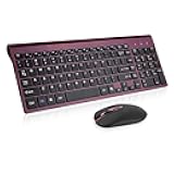cimetech Wireless Keyboard and Mouse Combo, Compact Silent Ergonomic Scissor Switch Keyboard and Optical Mouse Set, 2.4G Lag-Free Cordless Keyboard Mice for Computer, Mac, Laptop, PC, Windows - Red