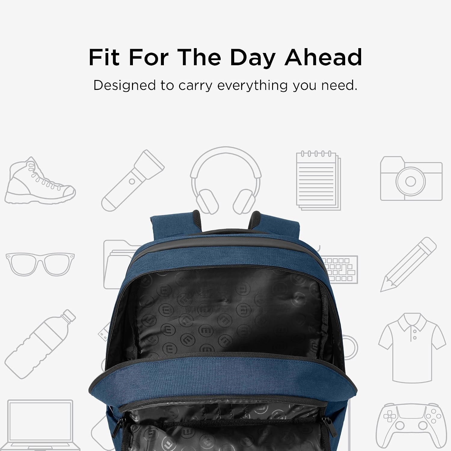 TravisMathew Duration Backpack with Laptop Sleeve, Water-Resistant Bag for Work, Travel & Hiking, Navy Heather
