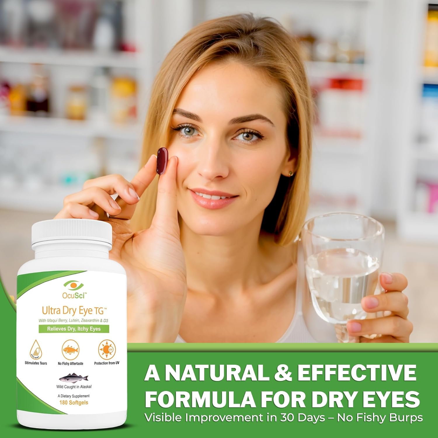 Formulated to Help Relieve Dry, Itchy Eyes - 1700mg Triglyceride Omega-3 + EPA & DHA, Lutein,Zeaxanthin, B12, D3-60 Servings (Ultra Dry Eye, UDETG - 2 Month)