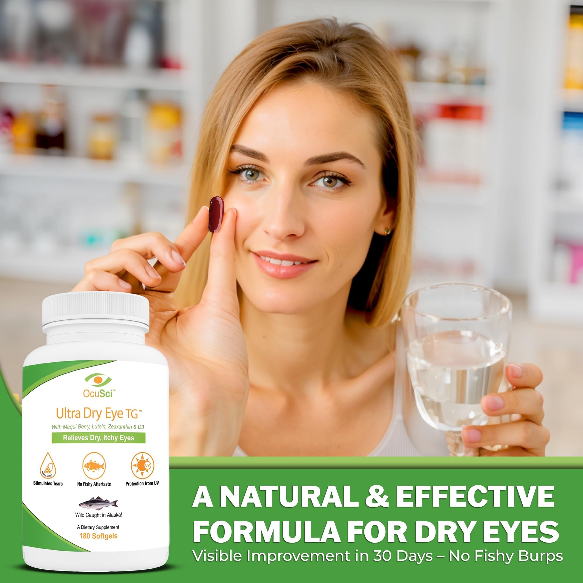 Formulated to Help Relieve Dry, Itchy Eyes - 1700mg Triglyceride Omega-3 + EPA & DHA, Lutein,Zeaxanthin, B12, D3-60 Servings (Ultra Dry Eye, UDETG - 2 Month) — Amazon image 2