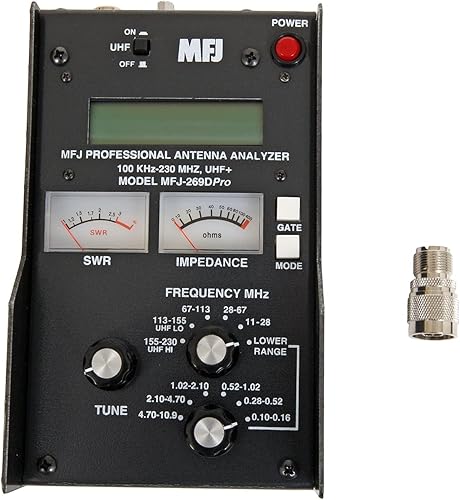 MFJ -269DPRO MFJ269DPRO Analizador SWR de antena original MFJ Enterprises, HFVHFUHF.530-230 MHz, 430-520 MHz - Conectores N y BNC con adaptador N a