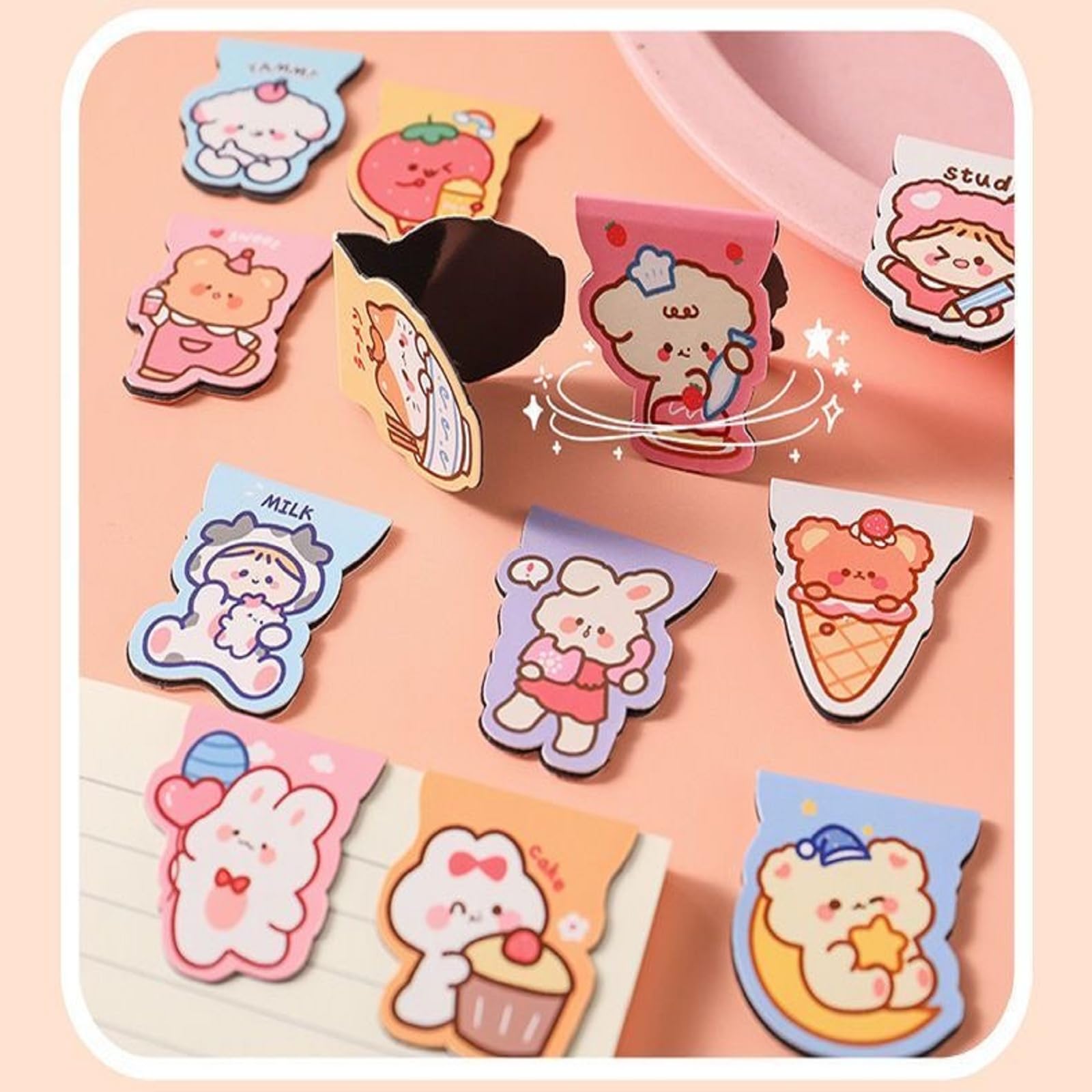 Marcapáginas Magnético XUEHOU 6 Piezas Marcapáginas Magnético con Clip Bonito Marcapáginas Rosa Marcapáginas de Dibujos Animados para Estudiantes, Amantes de los Libros, Profesores