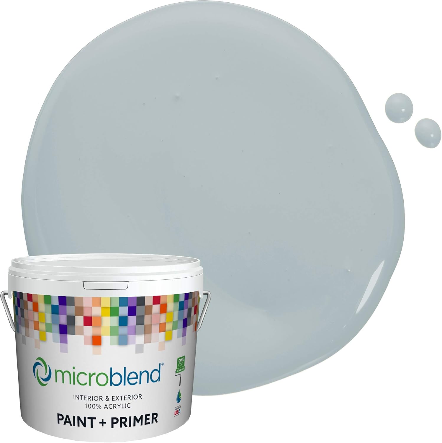 Microblend Exterior Paint and Primer - Gray/All`s Quiet, Semi-gloss Sheen, 2 Gallon, Premium Quality, UV and Rust Blockers, Washable, High Hide, Microblend Neutrals Family