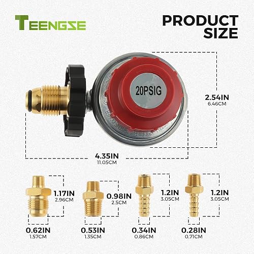 Miniatura 2 de Válvula reguladora de propano POL 0-20PSI, válvula de servicio de tanque POL LP ajustable de alta presión, NPT de 14 pulgadas y conexión macho de 38
