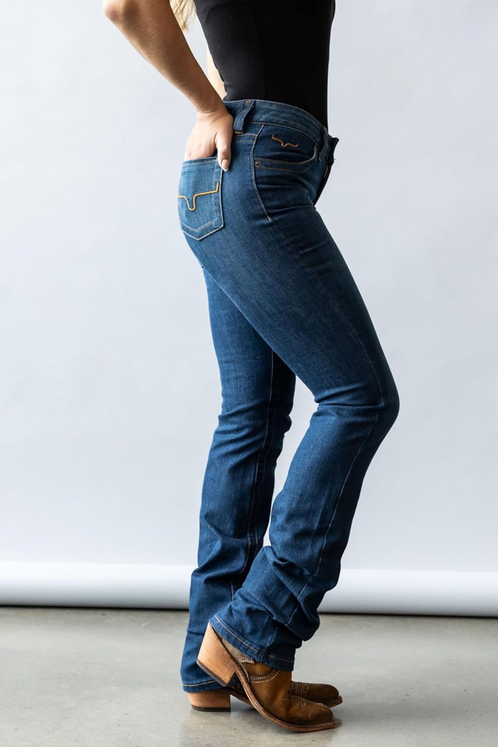 Kimes Ranch Women's Betty 17 Western Modest Bootcut Mid Rise Straight Fit Extra-Durable Shape-Saving Blue Jean