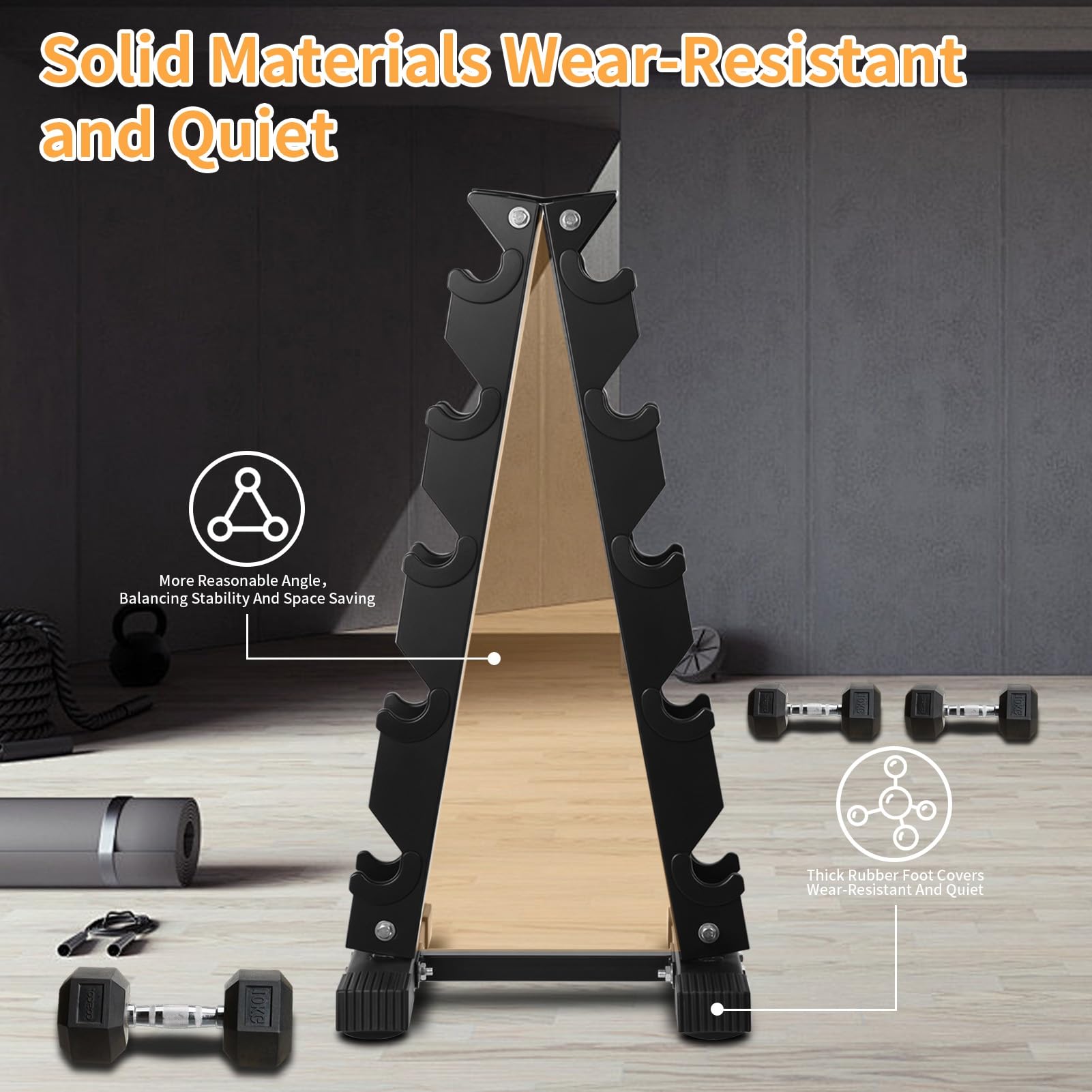 Reheyre Supporto per manubri resistente, supporto per pesi in acciaio a 5 o 6 livelli, supporto per alberi per manubri con telaio ad A, organizer compatto per casa e palestra, base antiscivolo, design
