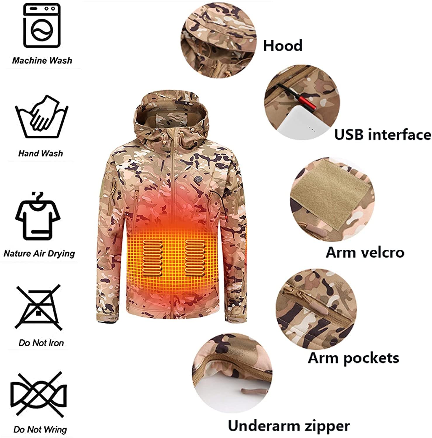 Verwarmbare jas voor dames, waterdicht, winddicht, warm