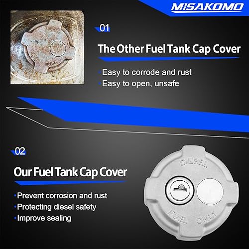 Miniatura 2 de Tapa de combustible diésel con bloqueo de 2 14 pulgadas compatible con Reefer Trailer, International MD Semi Trucks, Ford 650750 Reemplazar #