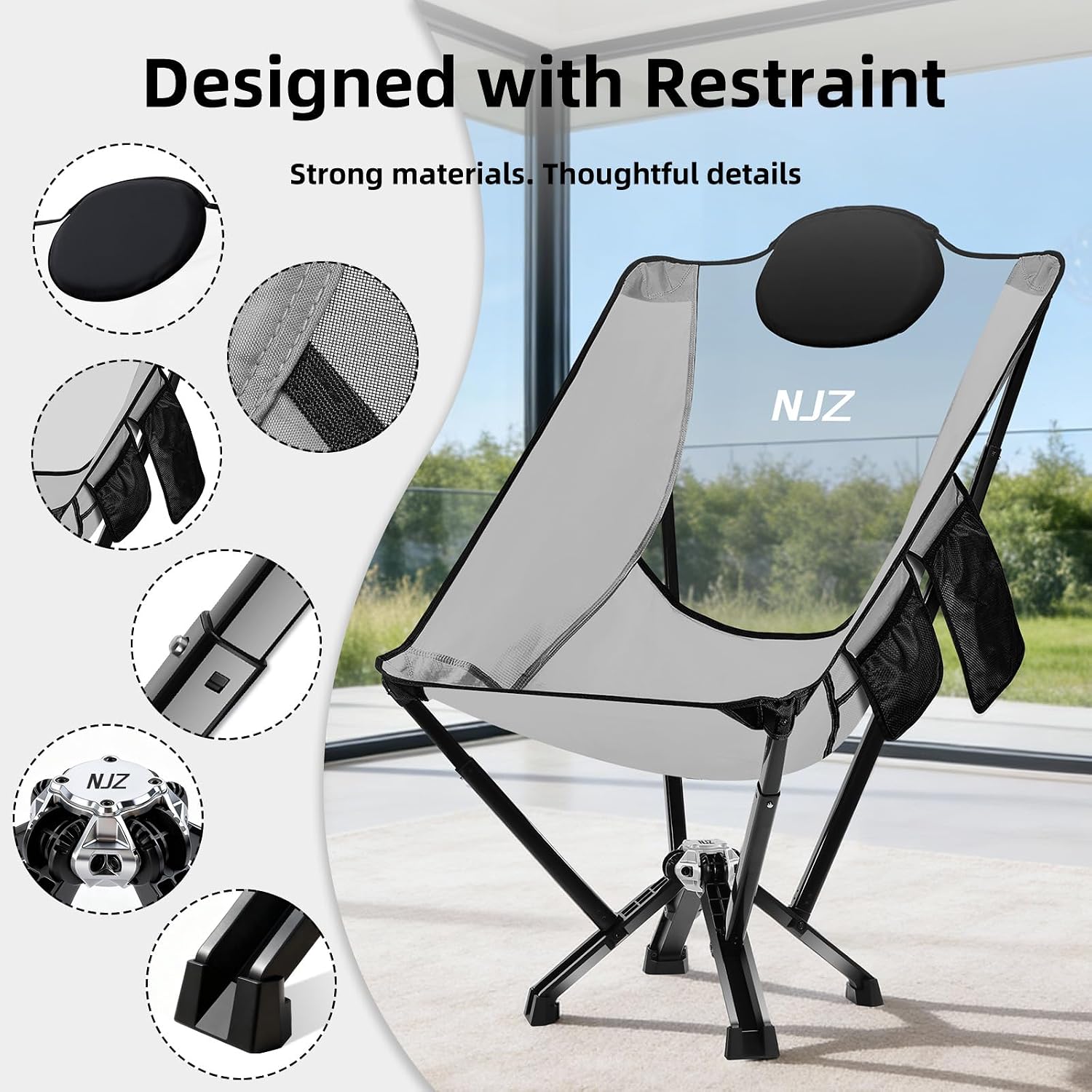 High-Back Folding Chair for Indoor & Outdoor Use — Comfortable High-Back Support, Easy One-Piece Setup, Stable Aluminum Frame, Portable Chair for Backyard, Camping & Everyday Relaxation (Blue)