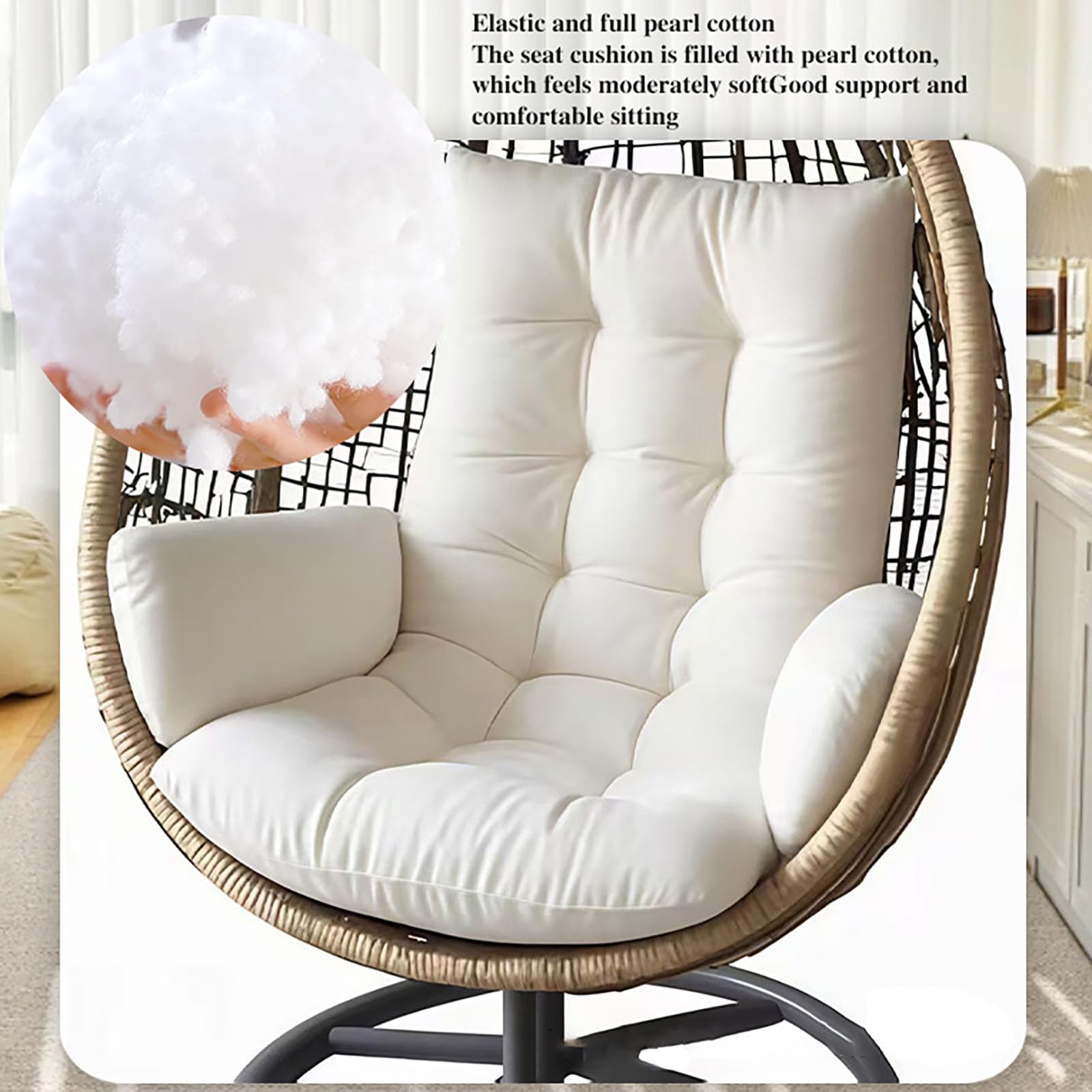 Genérico Cojín para Silla Colgante de Exterior, Cojín de Jardín Cojín para Columpio Colgante Asiento de Cesta Cojín Lavable para Asiento de Hamaca Mecedora Colgante,Sky Blue