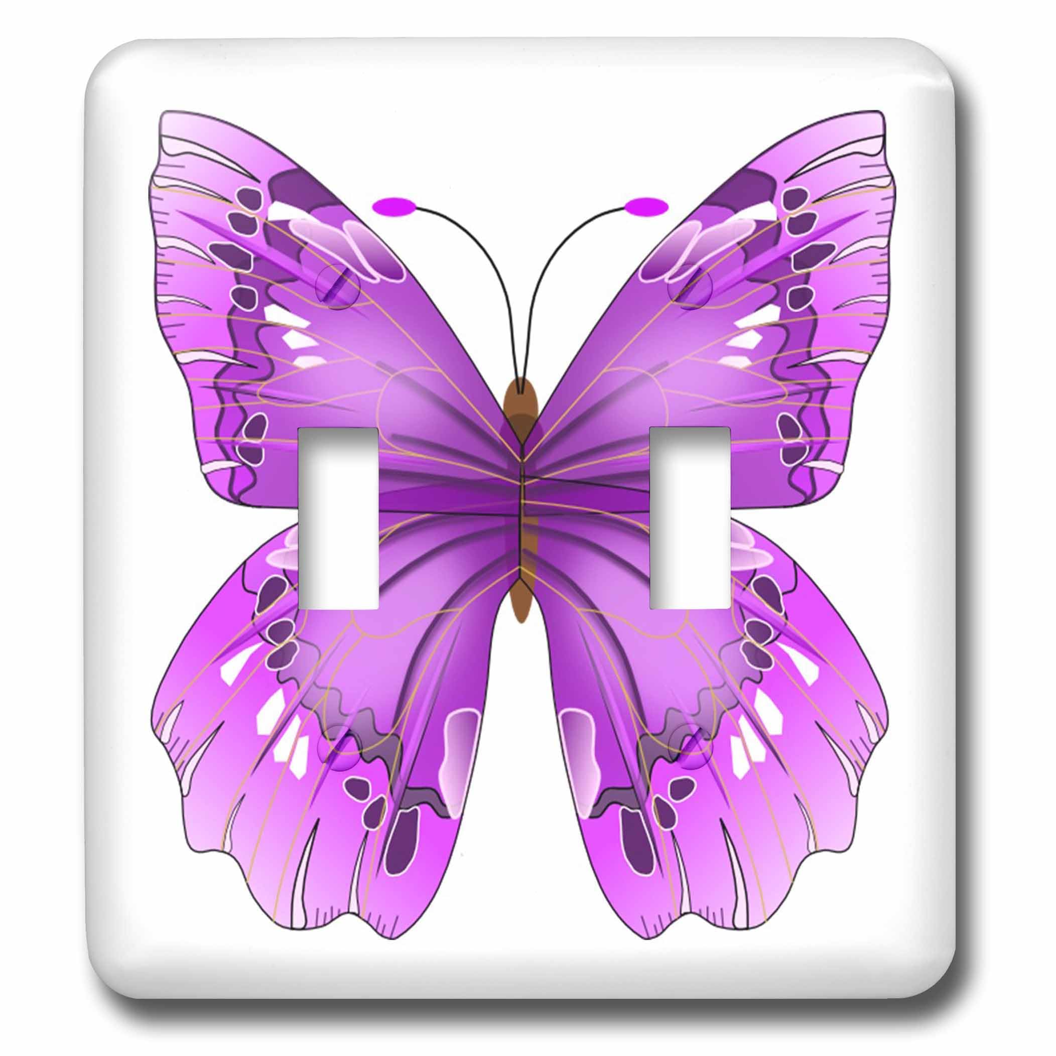 Interrupteur double papillon violet 3dRose Lsp_62044_2 pour plaque murale de maison