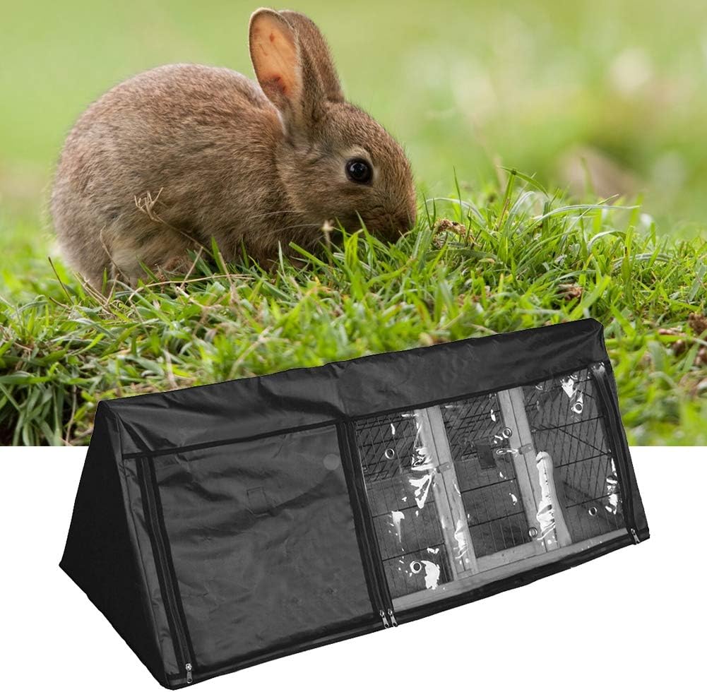 Rabbit Hutch Cover 210D Oxford Triangular Dust-proof Waterproof Rabbit Hutch Cover Poultry Cage Accessory Rabbit Cage Cover for Backyard Garden 118x52x45cm