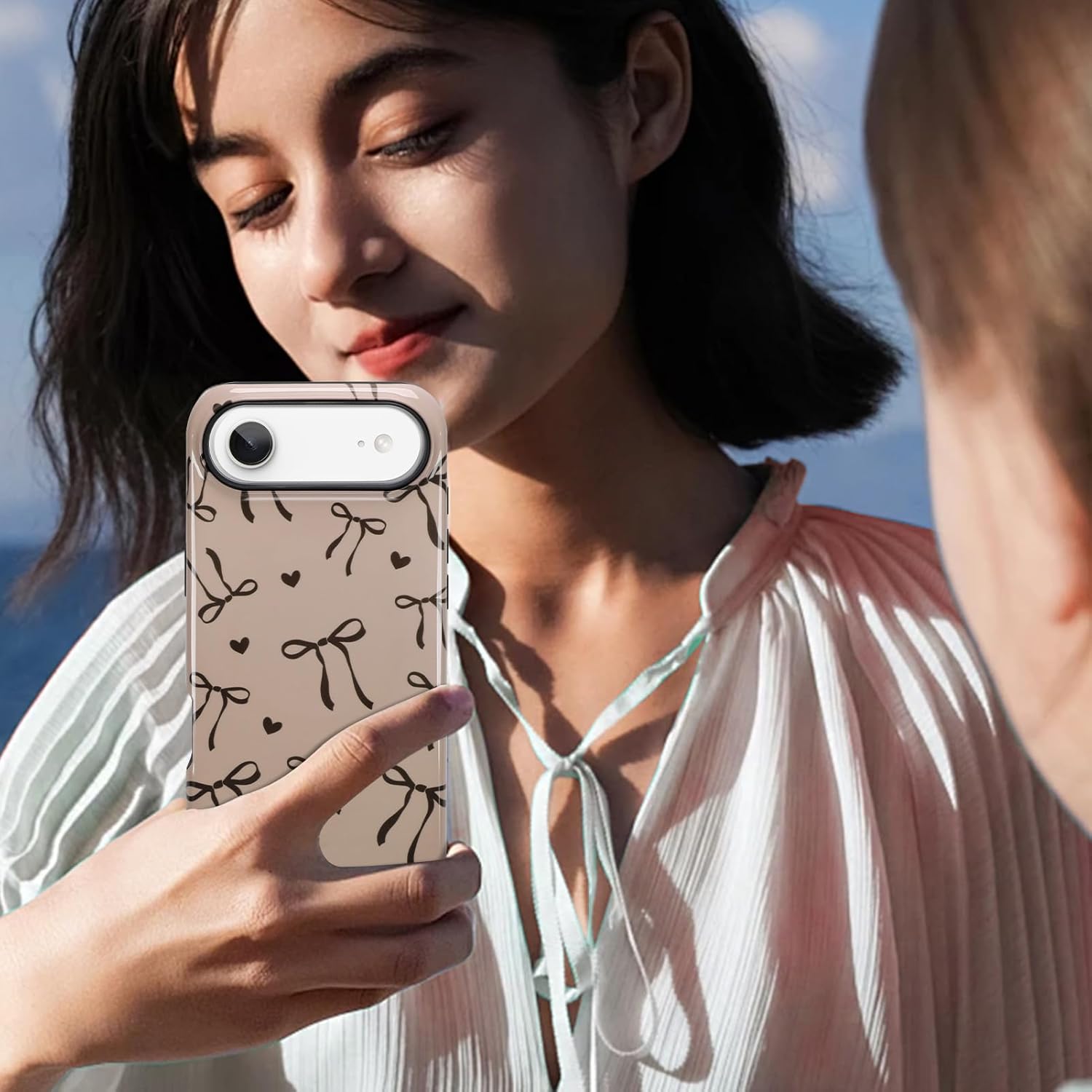 KANGHAR Case for iPhone Air Compatible with Magsafe Cute Brown Bows and Hearts Scratch Resistant Hybrid 2-Layer Hard Protective Phone Cover for Girl Women Boy Men 6.7 Inch