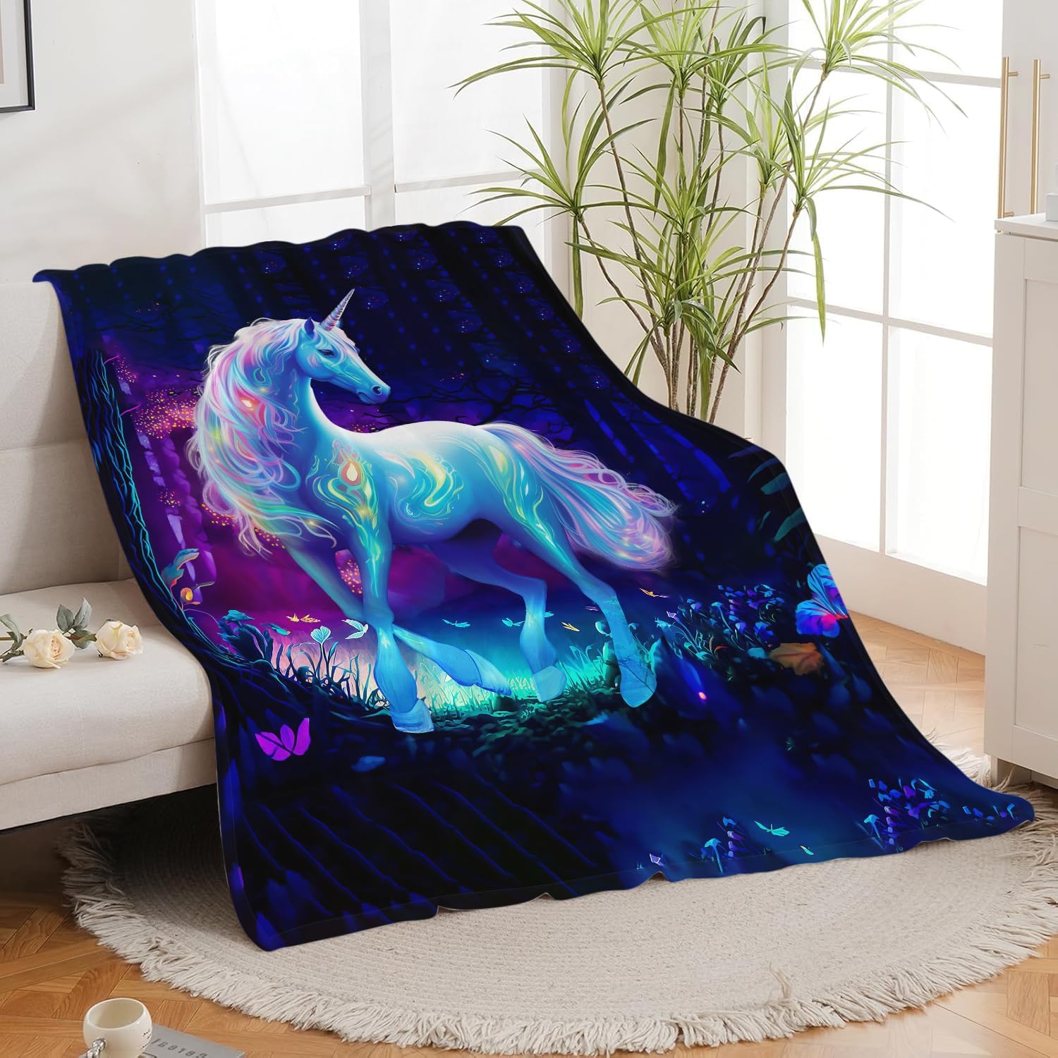 Unicorn Blanket Unicorn Throw Blanket Gifts for Girls Women Kids Adults Super Soft Cozy Plush Fluffy Fuzzy Fleece Blanket Home Decor 50''X60''