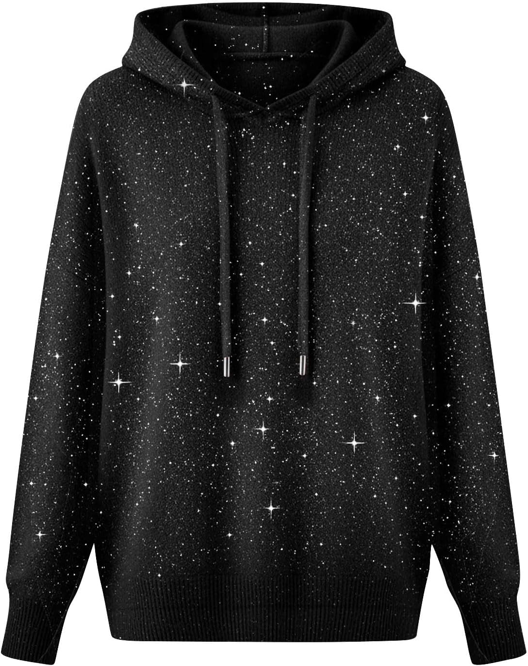Cozy Cashmere Sweaters for Women Long Sleeve Knits Hoodie Sequin Sweater Sparkly Glitter Holiday Loose Pullover Tops - Image 4