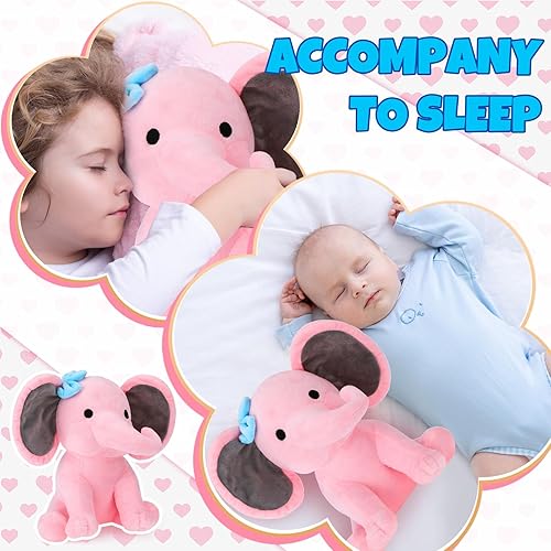 Miniatura 10 de 9 piezas de animales de peluche de elefante de 9.84 pulgadas, suaves y lindos juguetes de peluche para baby shower, suministros de fiesta de