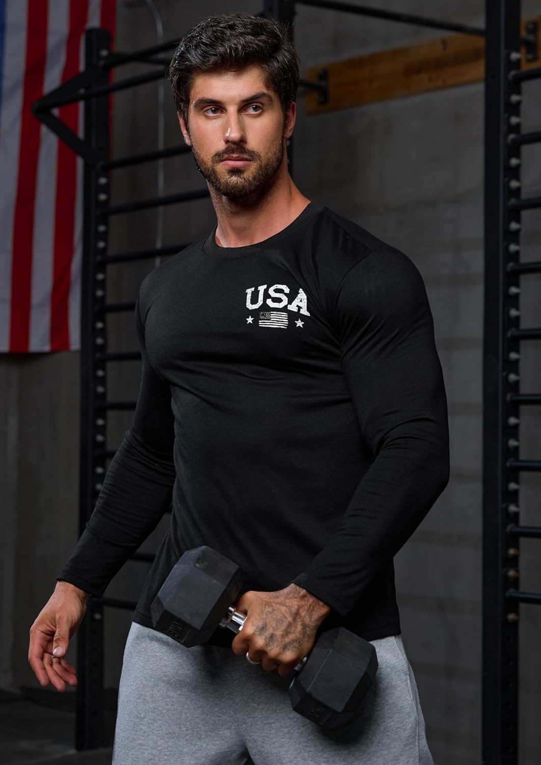 Mainfini Men's American Flag T-Shirt Patriotic Long Sleeve Graphic Tshirt (S-3XL) - Image 4