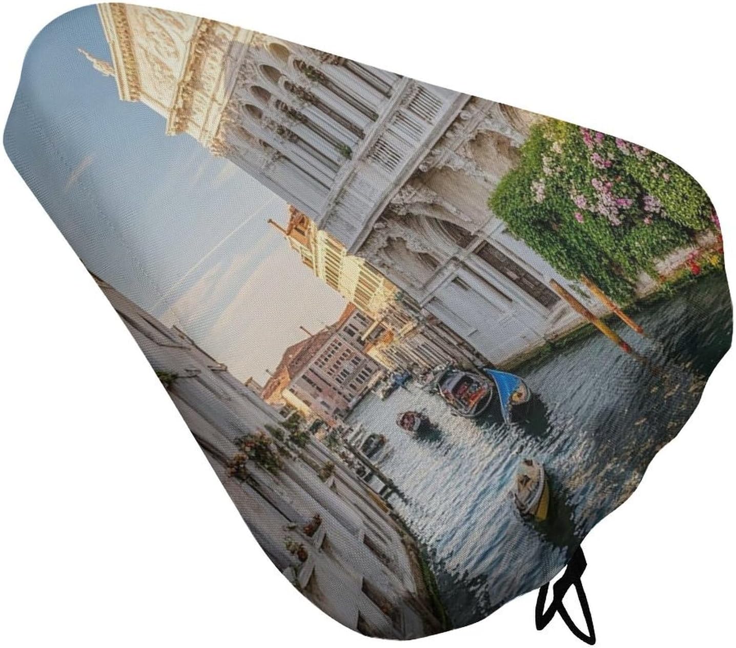Old Buildings Bike Seat Cover Water-Repellent Exercise Bike Seat Cushion Bicycle Saddle Cover with Drawstring Rain Snow Dust Covers for City Mountain Road Biking