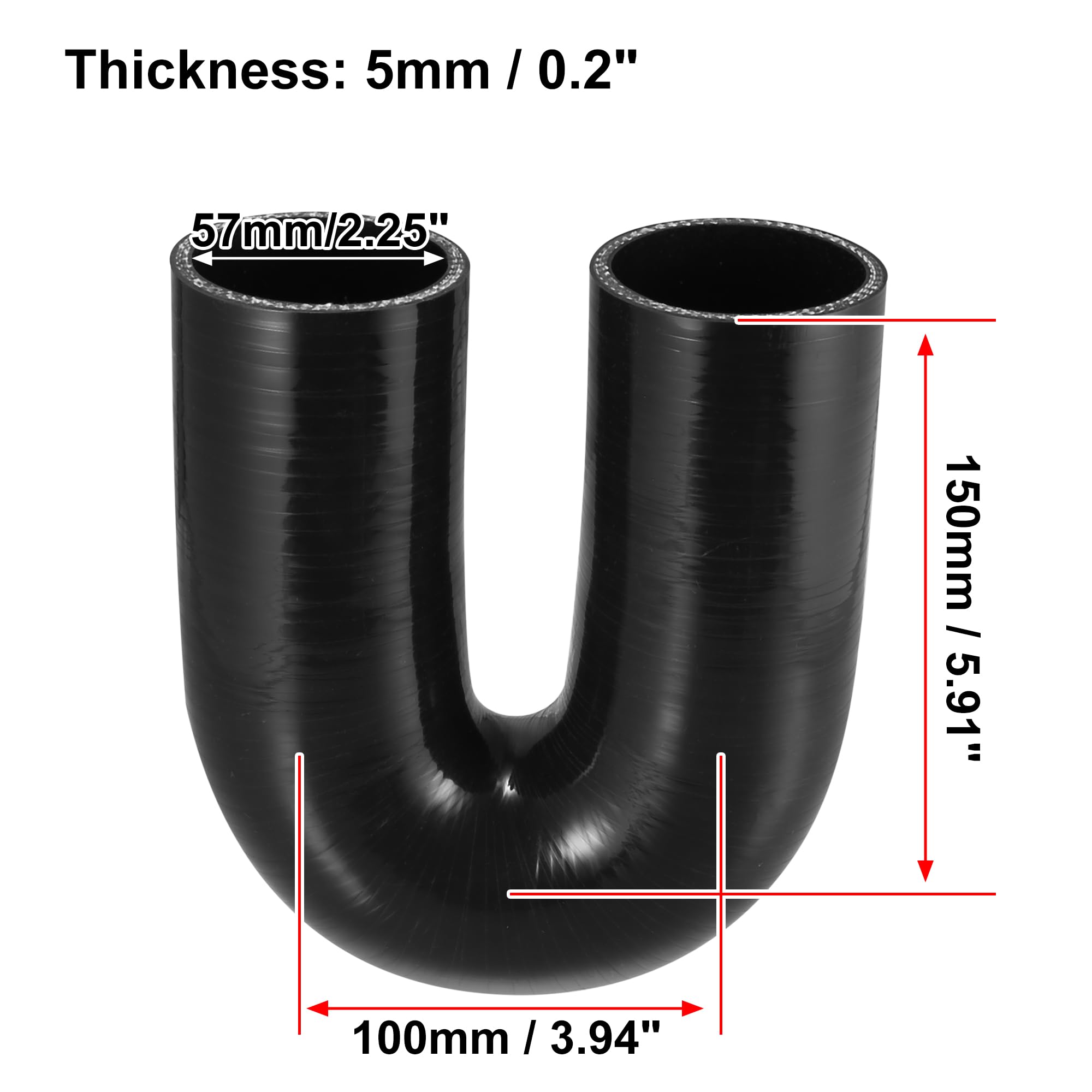 X AUTOHAUX 57mm 2.25" ID 180 grados silicona reductor manguera tubo negro para coche