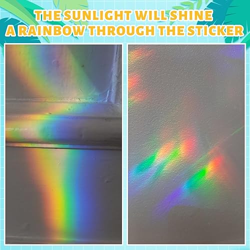 Miniatura 6 de AnyDesign 38 calcomanías para ventana de flores pequeñas, diseño de margaritas, anticolisión, estáticas, arcoíris, autoadhesivas, vinilo prismático,