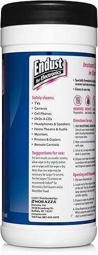 Vista 5 de Endust for Electronics Paños limpiadores para pantallas LCD y de plasma Paquete de 6 Blanco