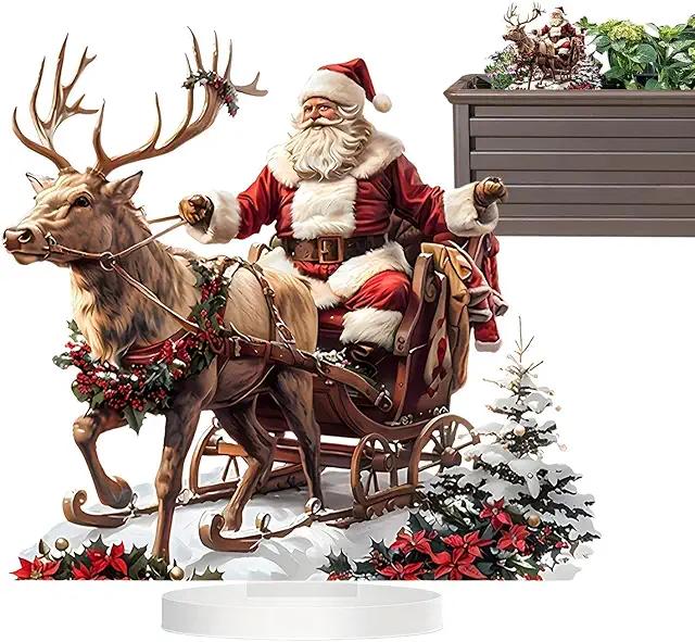 Christmas Reindeer Sleigh Santa Figurine | Festive Holiday Decor