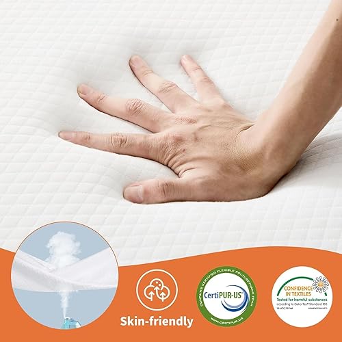Miniatura 5 de Sweetcrispy Colchón de espuma viscoelástica triple  Almohadilla de cama portátil de 4 pulgadas, tapete plegable y lavable con certificado