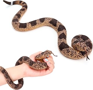 HFATMOS Realistic Fake Snakes, Rubber Rattlesnake Keep Birds Away, Prank Snake for Party, Tricking People Garden Props Decorations 13in