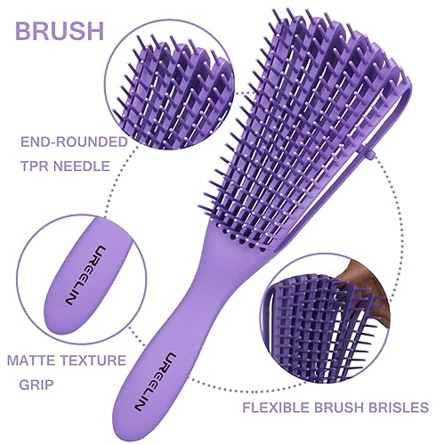 Miniatura 2 de Juego de cepillos de pelo para 3a, 4c, pelucagruesoonduladorizadoslick back, peines de cola de rata, 8 filas, cepillo de borde, para desenredar,