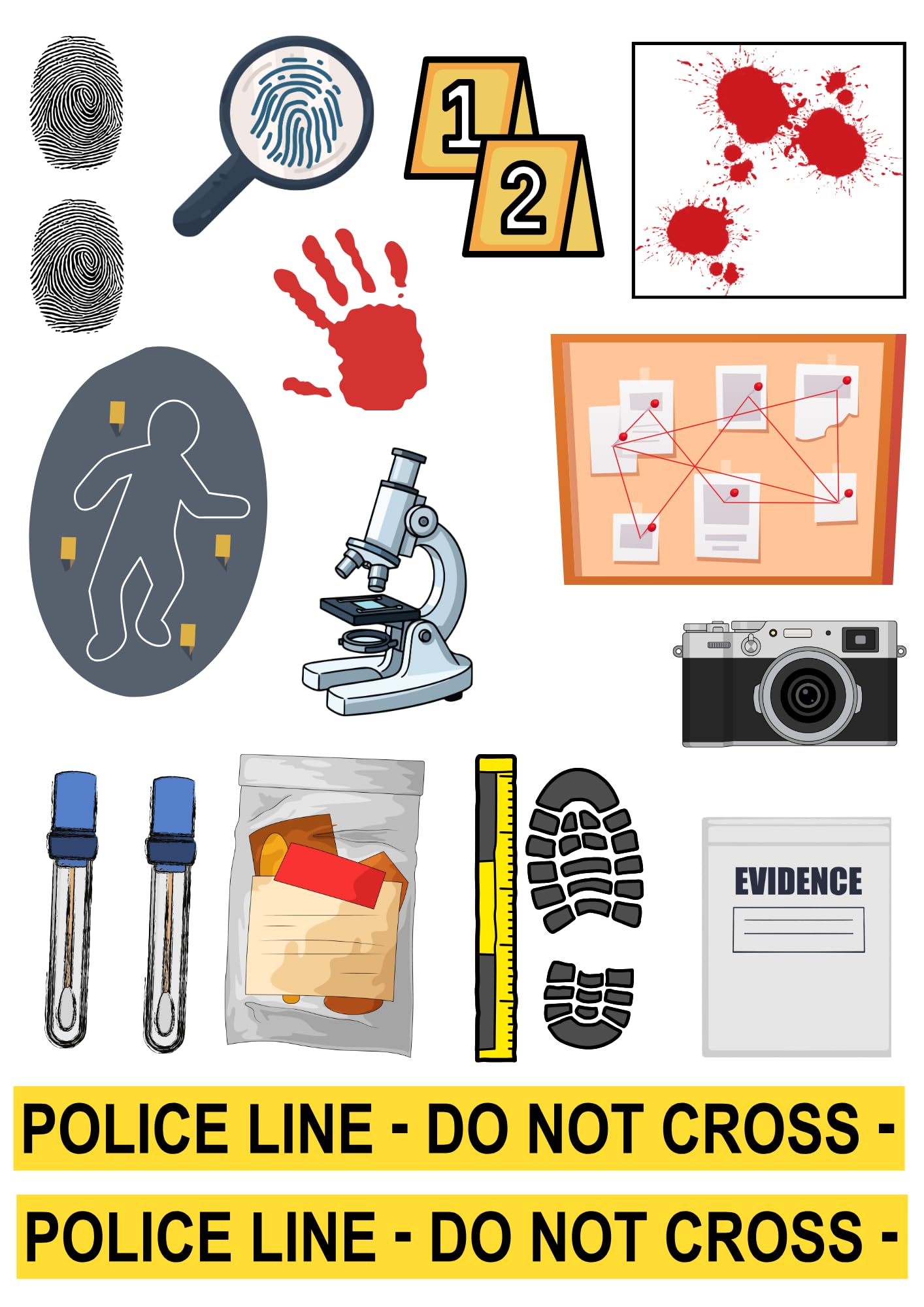 Edible print Forensics Crime scene theme Cake topper set cake decorations wafer card -NOT-PRECUT- Birthday - Retirement -