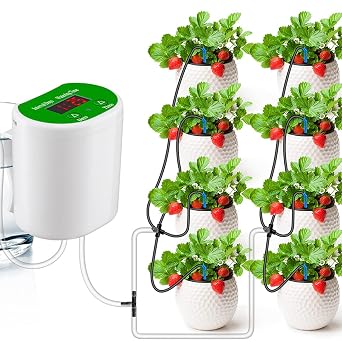 Automatic Watering System Drip Irrigation Kit Intelligent Timing Holiday Plant Watering Devices LED Display & USB Power, Indoor Irrigation System for Potted Plants