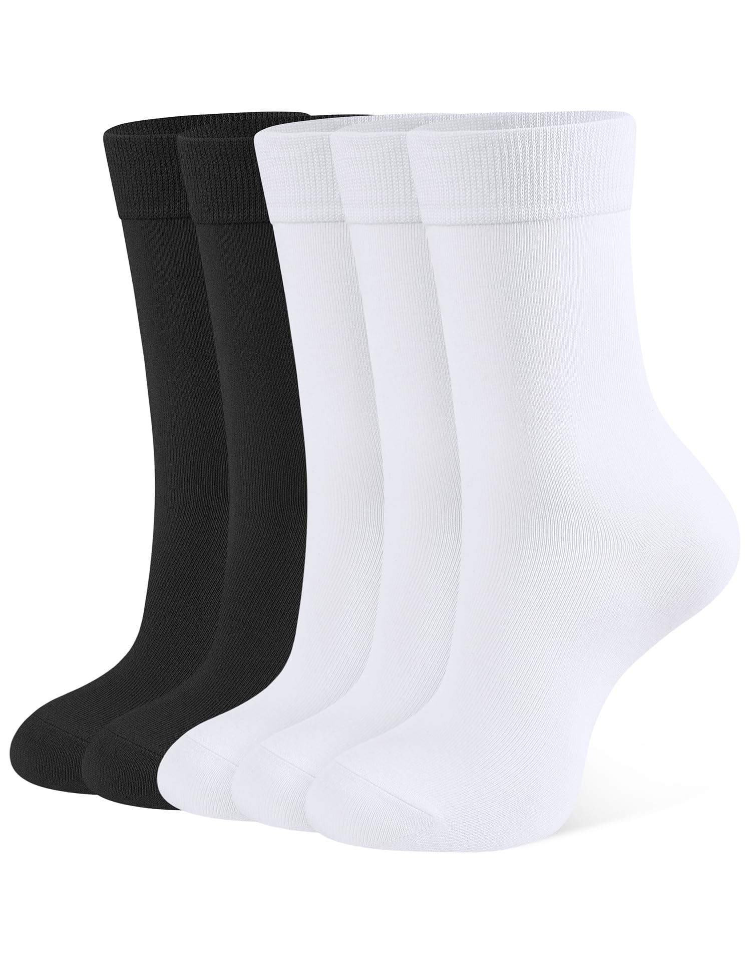 CLOSEMATE Socken Damen Baumwolle Damensocken mit Komfortbund Klassische Socken Baumwollsocken Freizeitsocken 39-42 M 3Weiß 2Schwarz