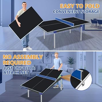 Ping Pong Table Top for Billiard Table, 6FT/7FT/8FT/8.5FT/9FT Foldable Table Tennis Table Topper, Indoor Outdoor Table Tennis Conversion Top w/Net & Premium Foam Padding