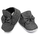 Neska Moda 6 To 12 Months Baby Girls Cotton Hook & Loop Bow Booties (Black)-BT1766 gallery image